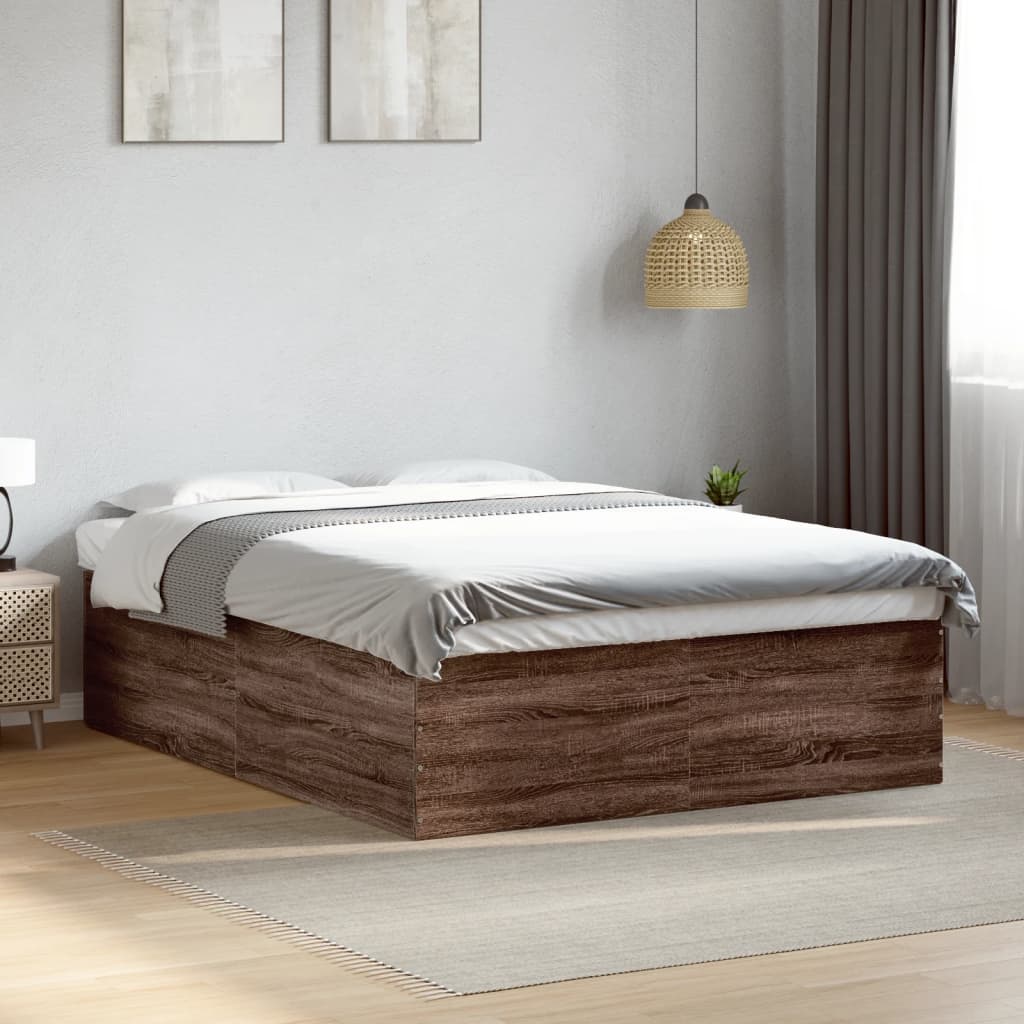 Sengeramme brun eik 150x200 cm konstruert tre