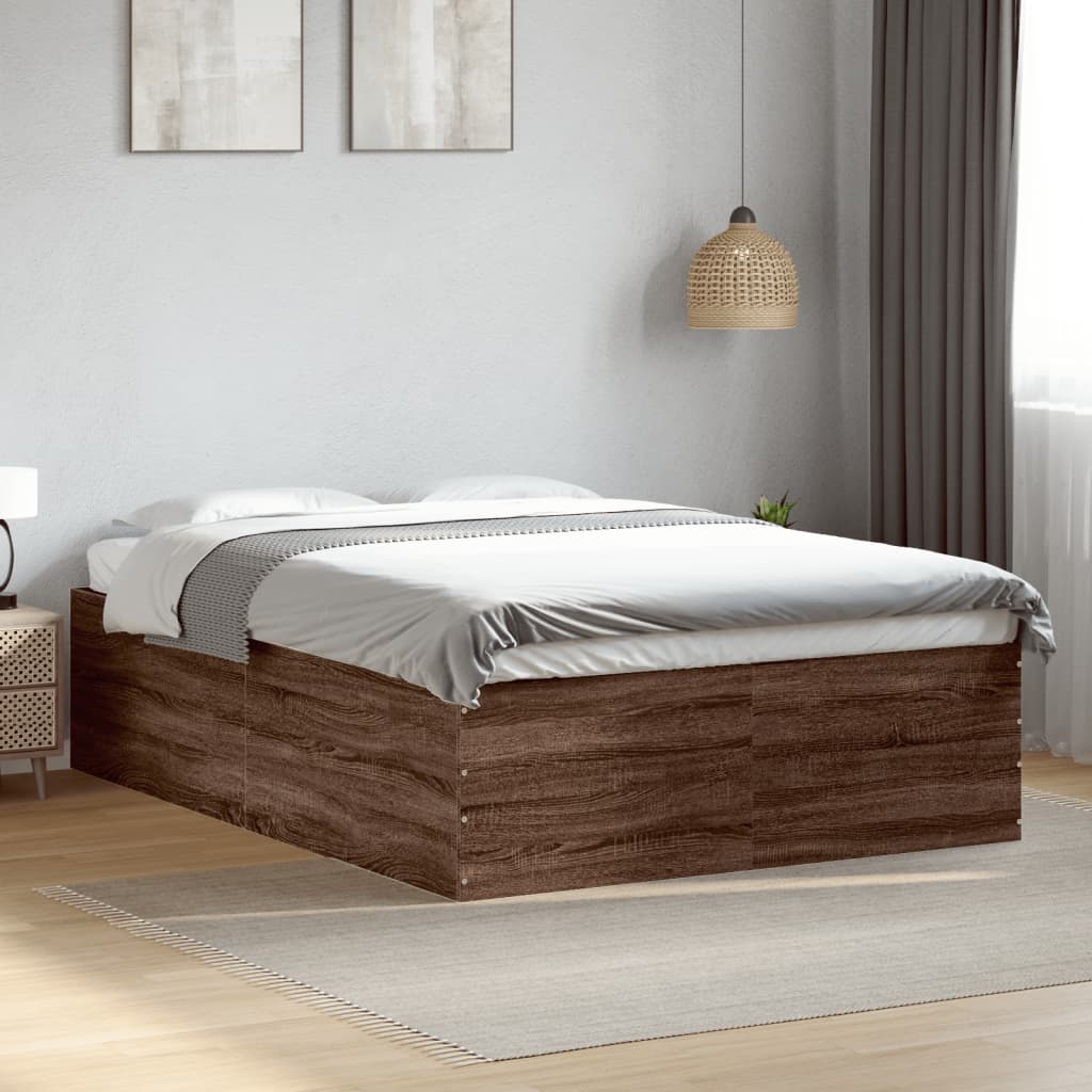 Sengeramme brun eik 120x200 cm konstruert tre