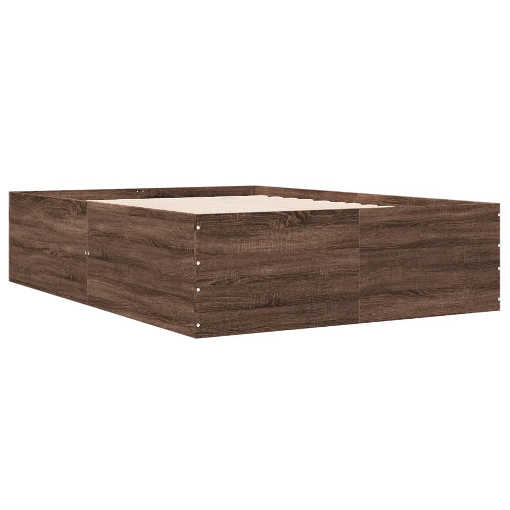 Sengeramme brun eik 135x190 cm konstruert tre