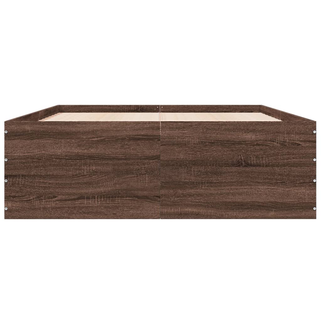 Sengeramme brun eik 135x190 cm konstruert tre