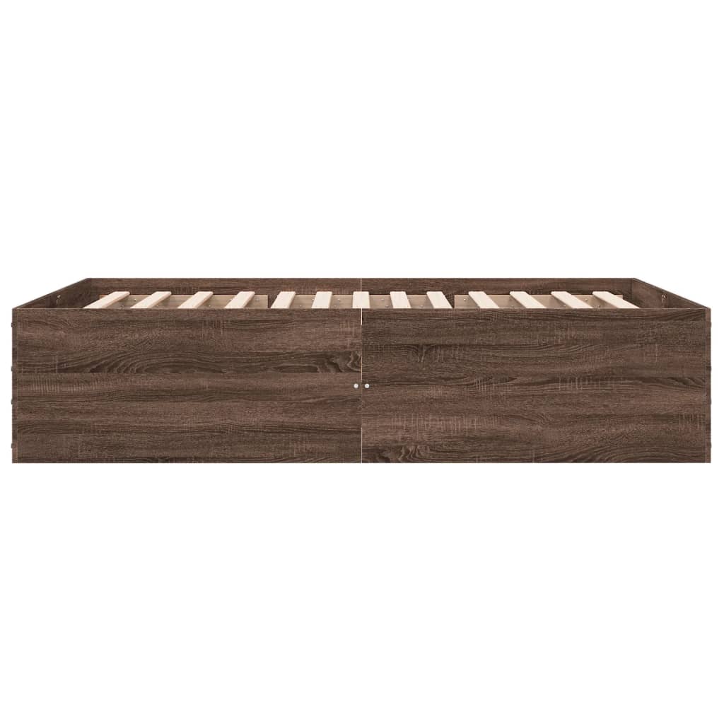 Sengeramme brun eik 135x190 cm konstruert tre