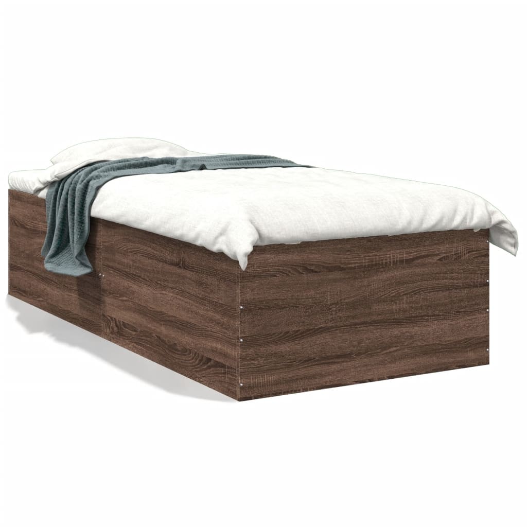Sengeramme brun eik 100x200 cm konstruert tre