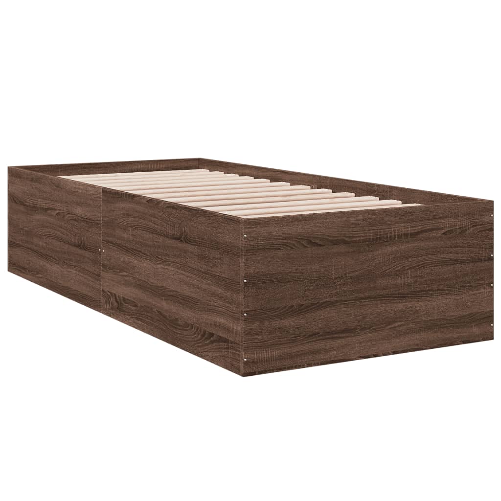 Sengeramme brun eik 100x200 cm konstruert tre