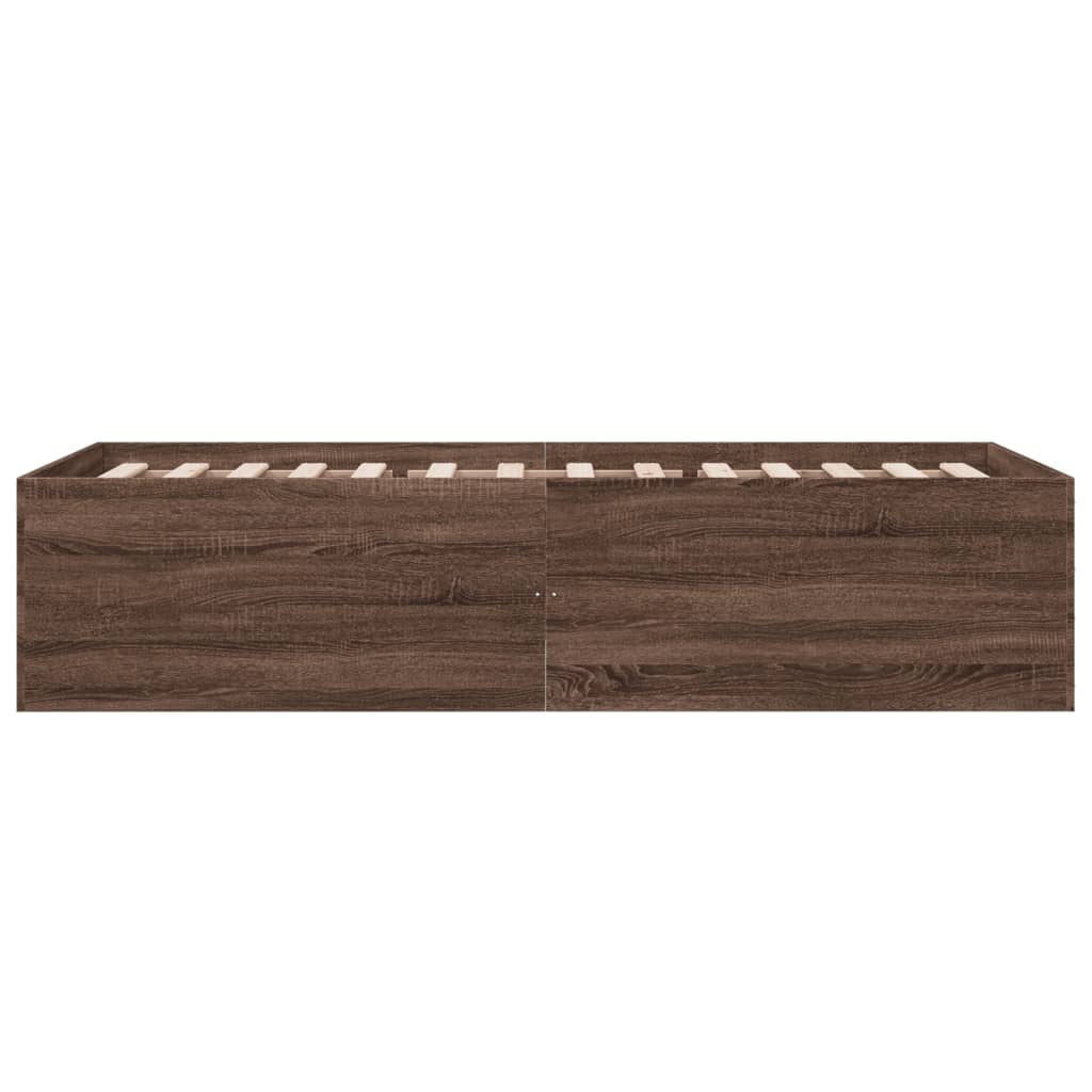Sengeramme brun eik 100x200 cm konstruert tre