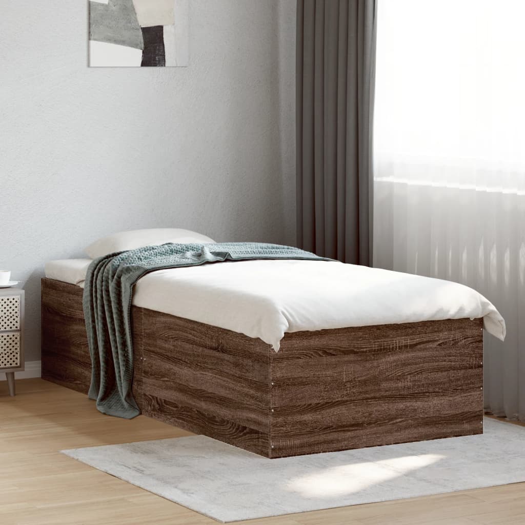 Sengeramme brun eik 100x200 cm konstruert tre