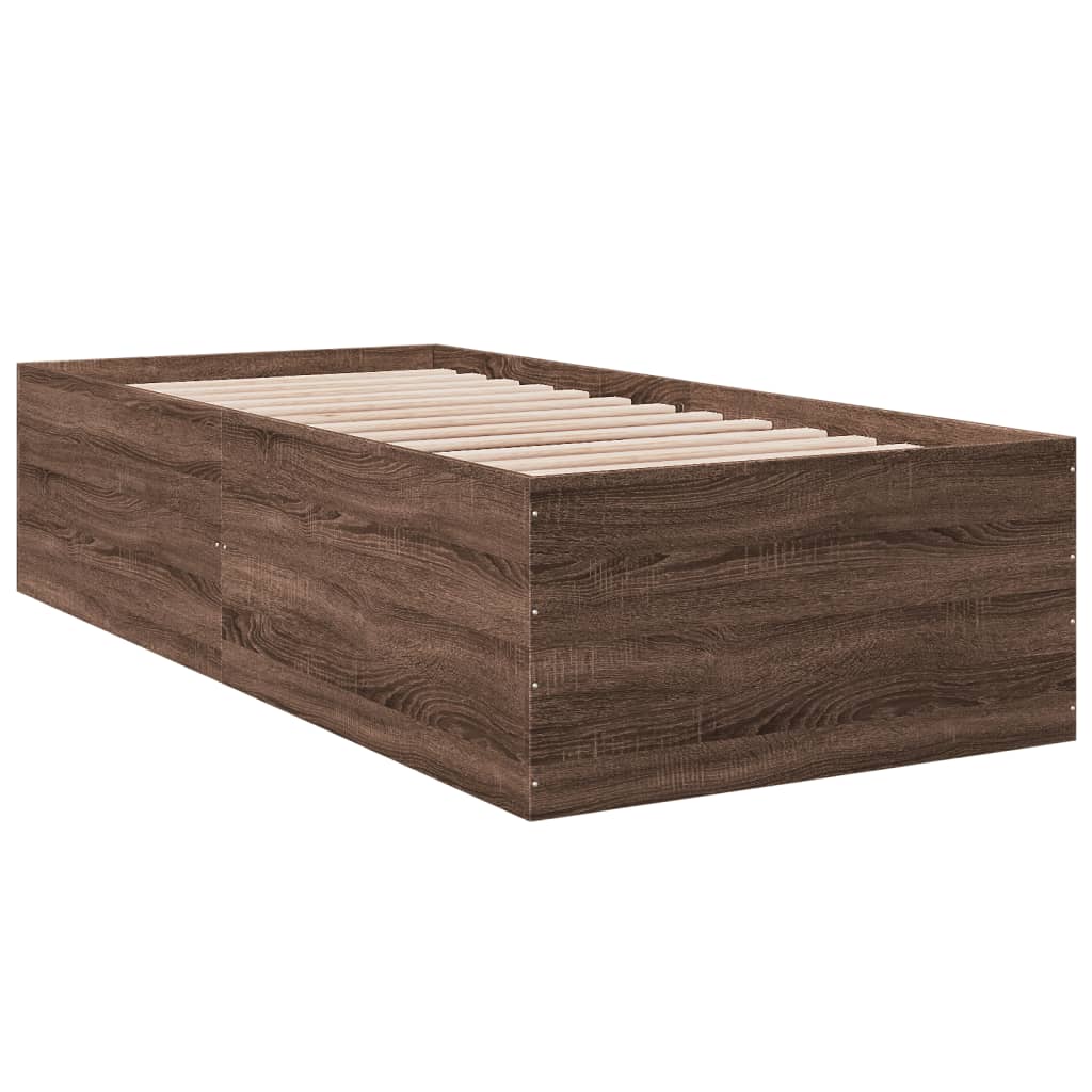 Sengeramme brun eik 75x190 cm konstruert tre