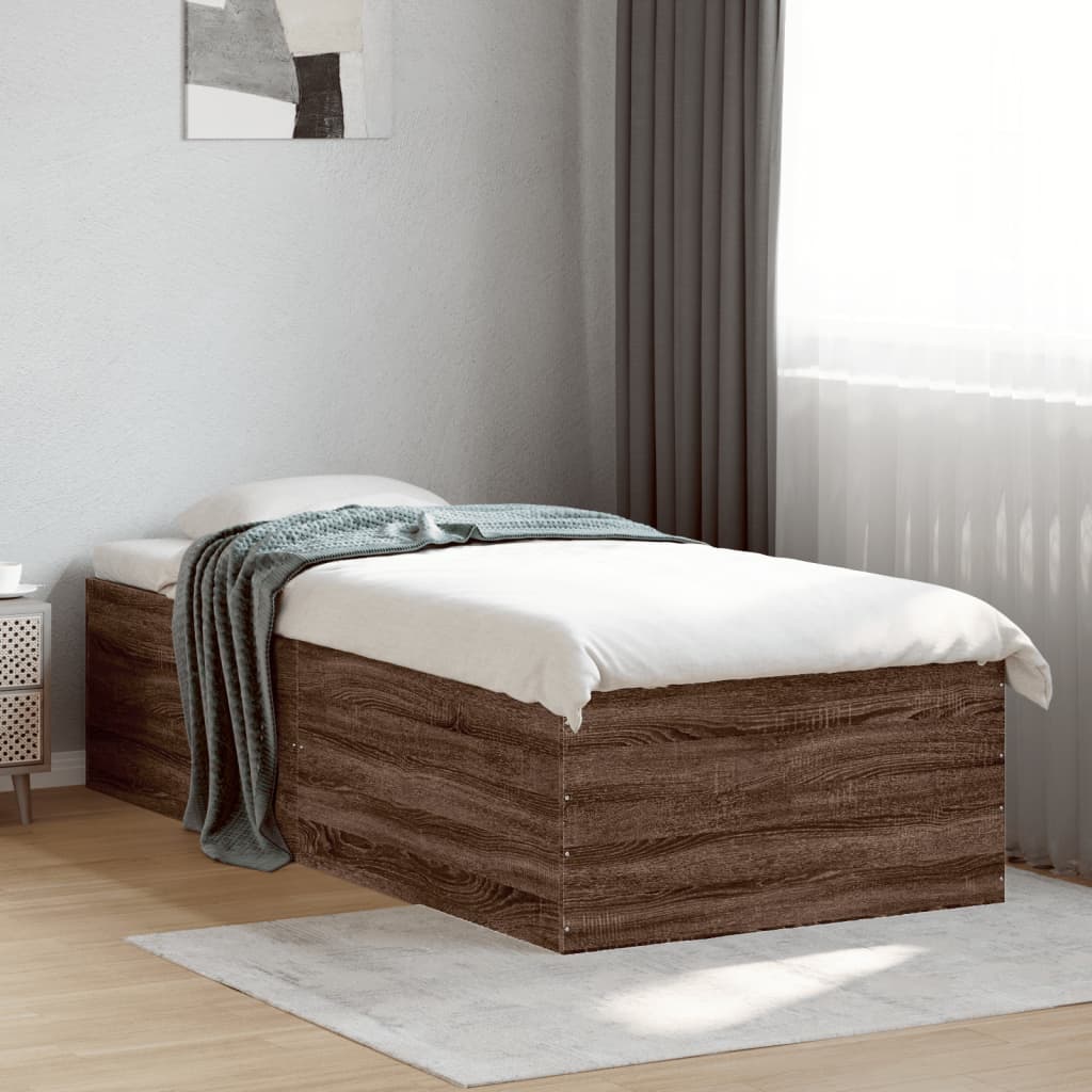 Sengeramme brun eik 75x190 cm konstruert tre
