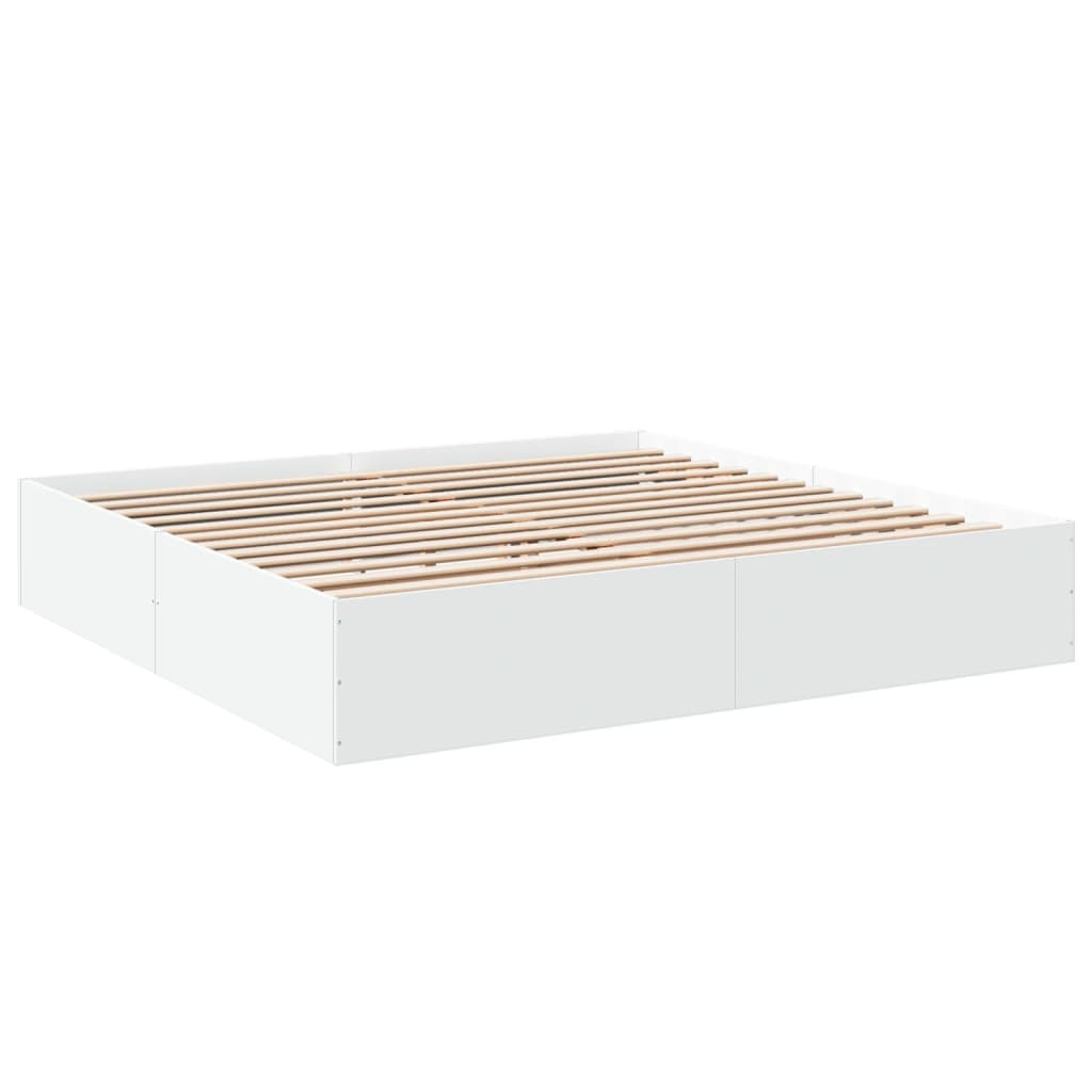 Sengeramme hvit 200x200 cm konstruert tre