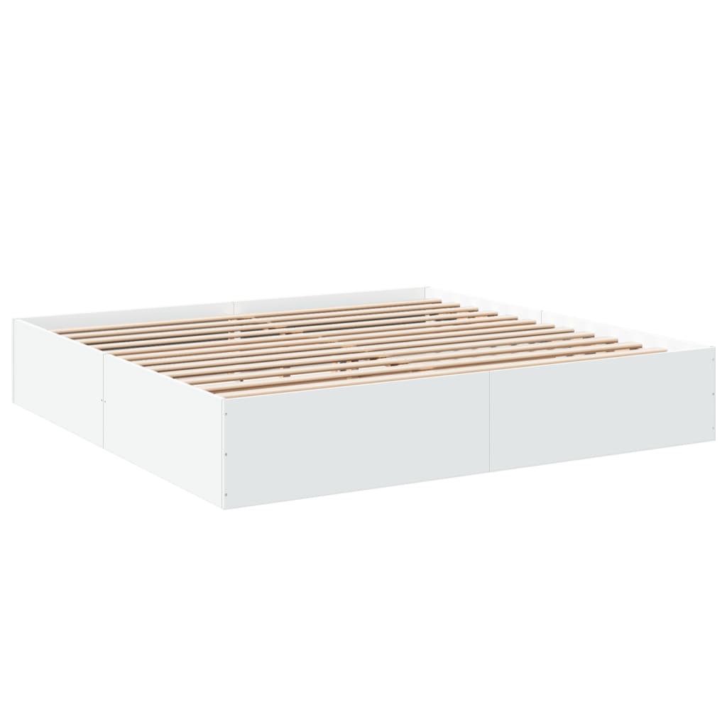 Sengeramme hvit 200x200 cm konstruert tre
