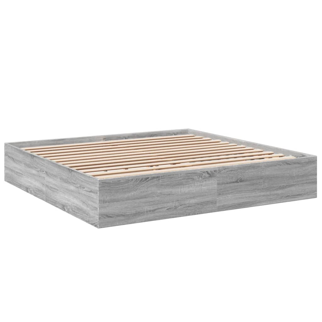 Sengeramme grå sonoma 200x200 cm konstruert tre