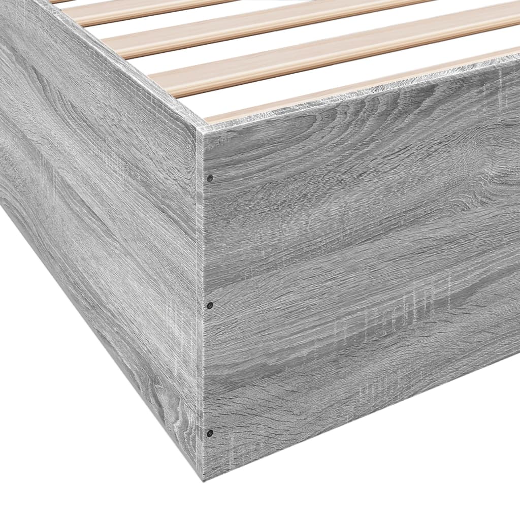 Sengeramme grå sonoma 200x200 cm konstruert tre