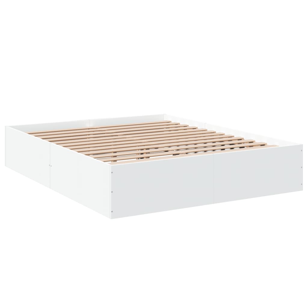 Sengeramme hvit 160x200 cm konstruert tre