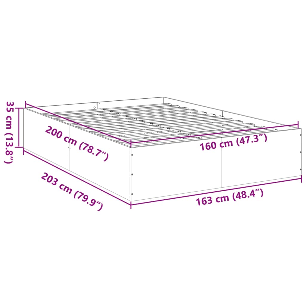 Sengeramme hvit 160x200 cm konstruert tre