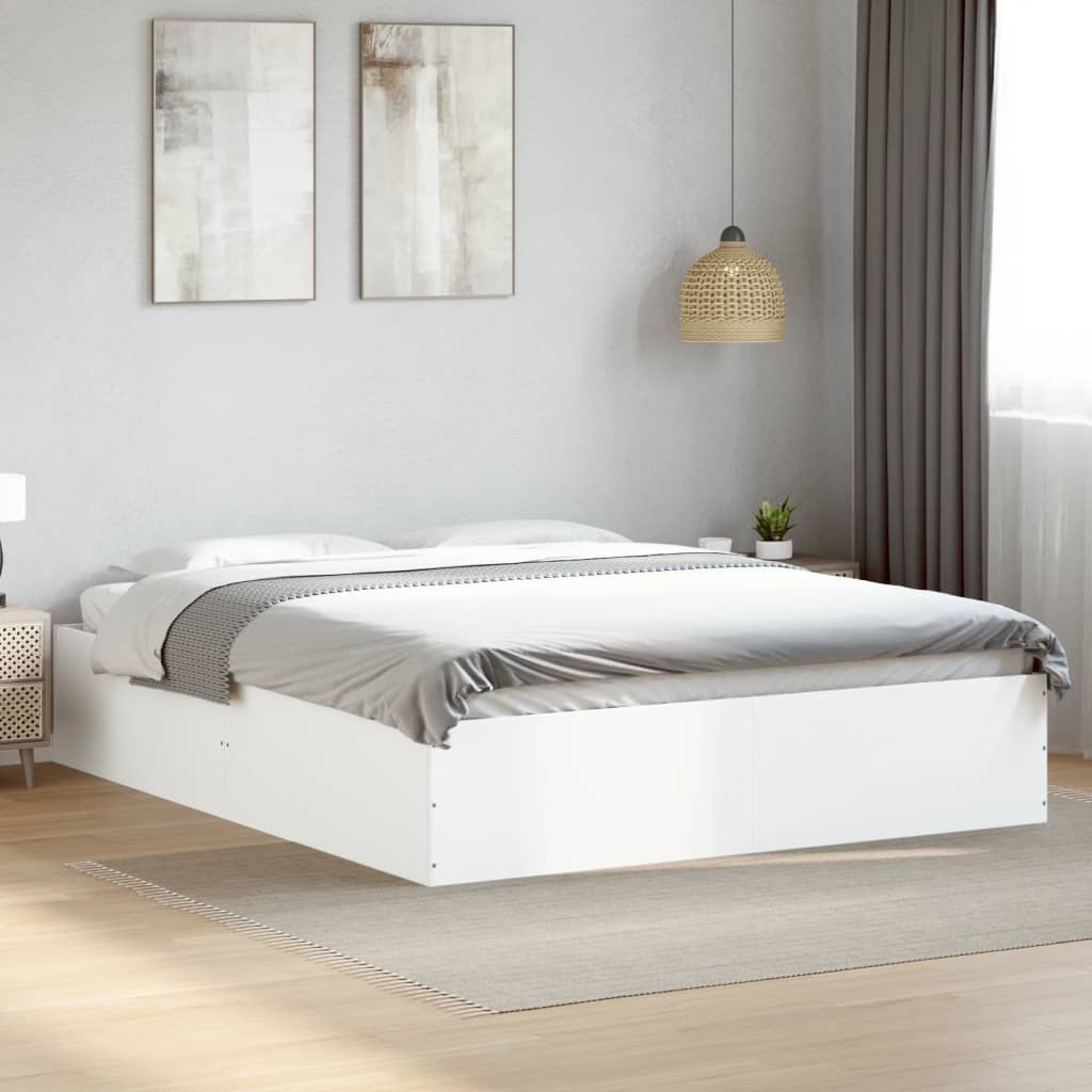 Sengeramme hvit 160x200 cm konstruert tre