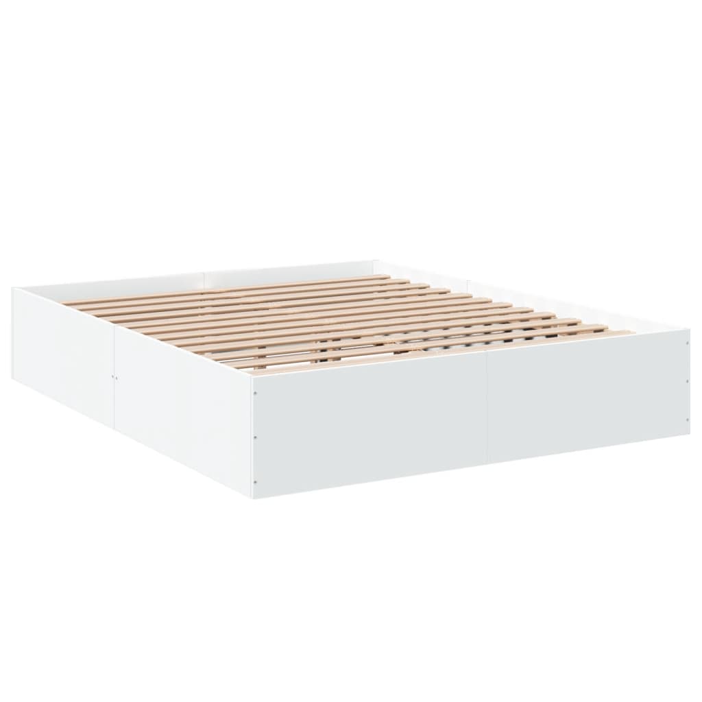 Sengeramme hvit 150x200 cm konstruert tre