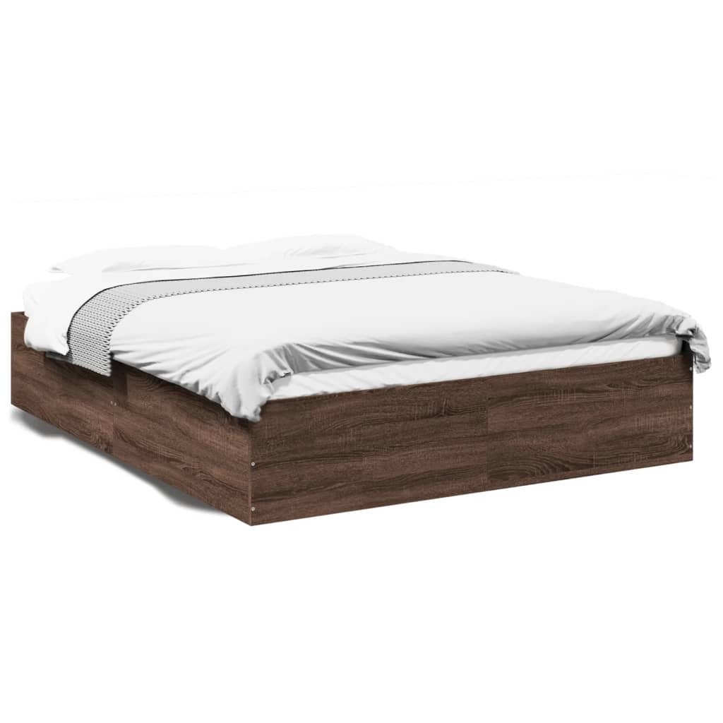 Sengeramme brun eik 150x200 cm konstruert tre