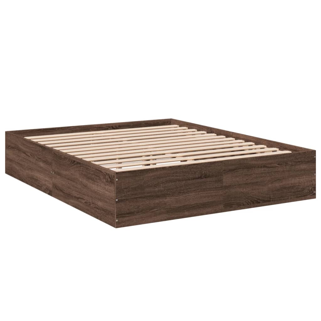 Sengeramme brun eik 150x200 cm konstruert tre