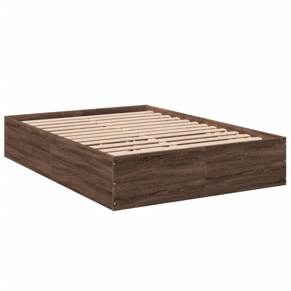 Sengeramme brun eik 135x190 cm konstruert tre
