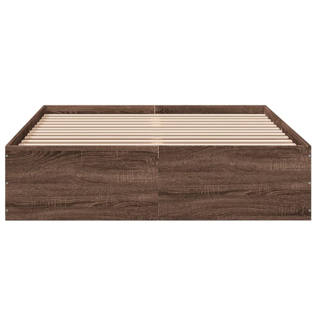 Sengeramme brun eik 135x190 cm konstruert tre