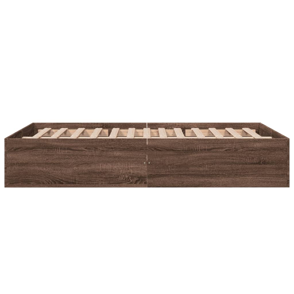 Sengeramme brun eik 135x190 cm konstruert tre