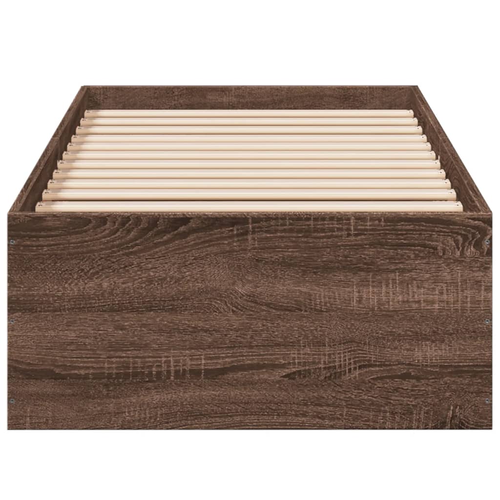 Sengeramme brun eik 100x200 cm konstruert tre