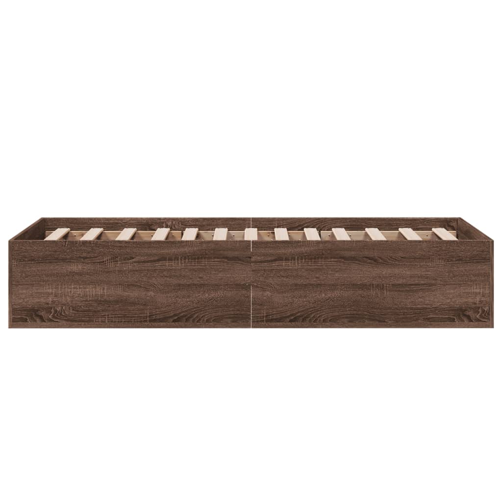 Sengeramme brun eik 100x200 cm konstruert tre