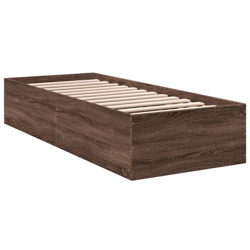 Sengeramme brun eik 100x200 cm konstruert tre