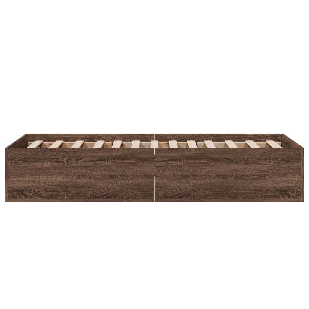 Sengeramme brun eik 90x200 cm konstruert tre