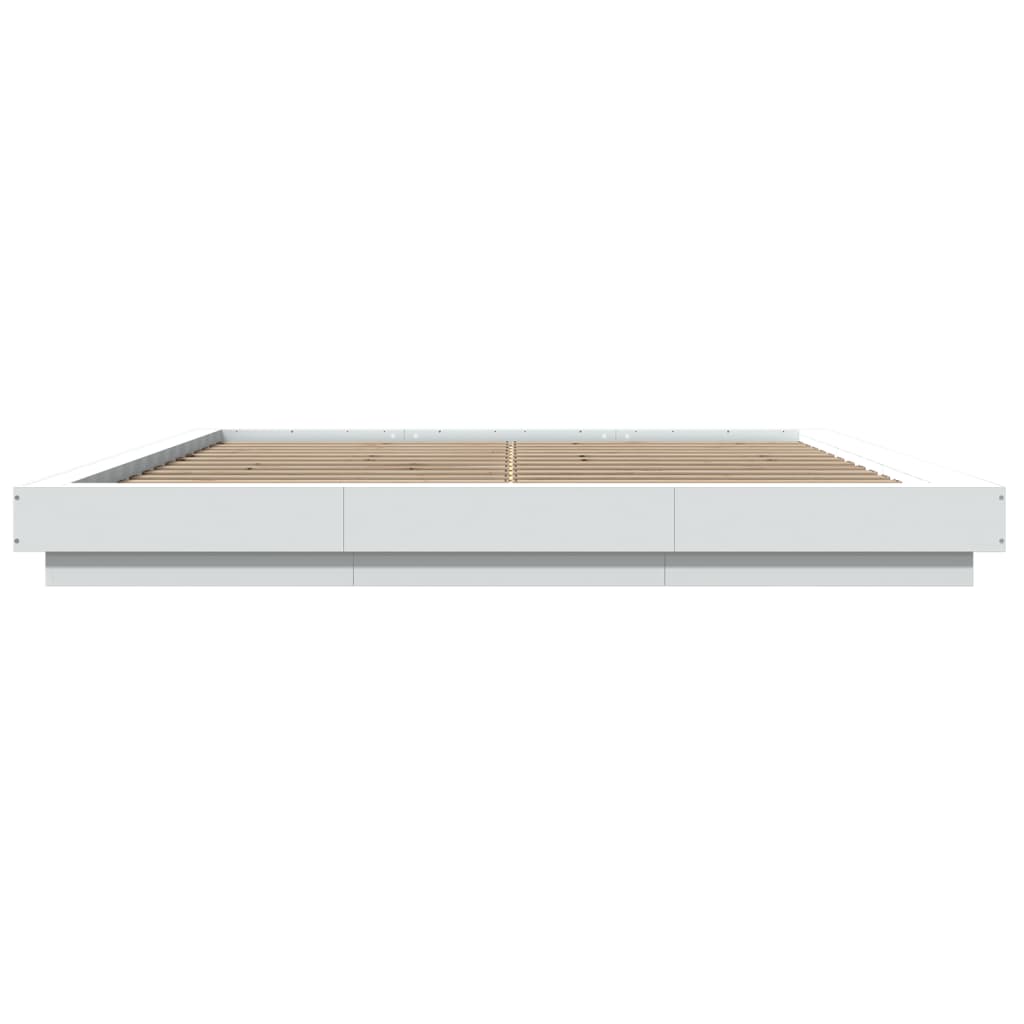 Sengeramme hvit 200x200 cm konstruert tre