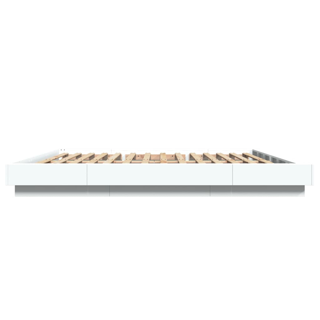 Sengeramme hvit 200x200 cm konstruert tre