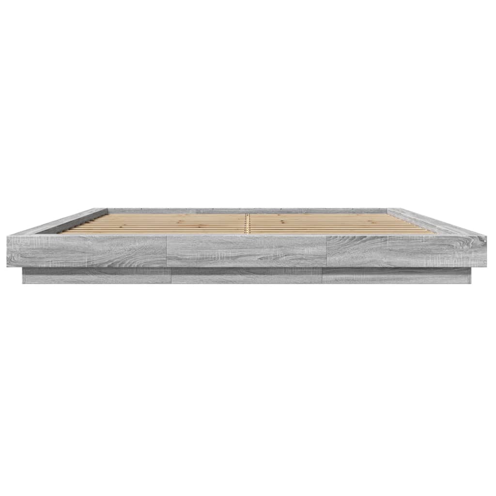 Sengeramme grå sonoma 200x200 cm konstruert tre