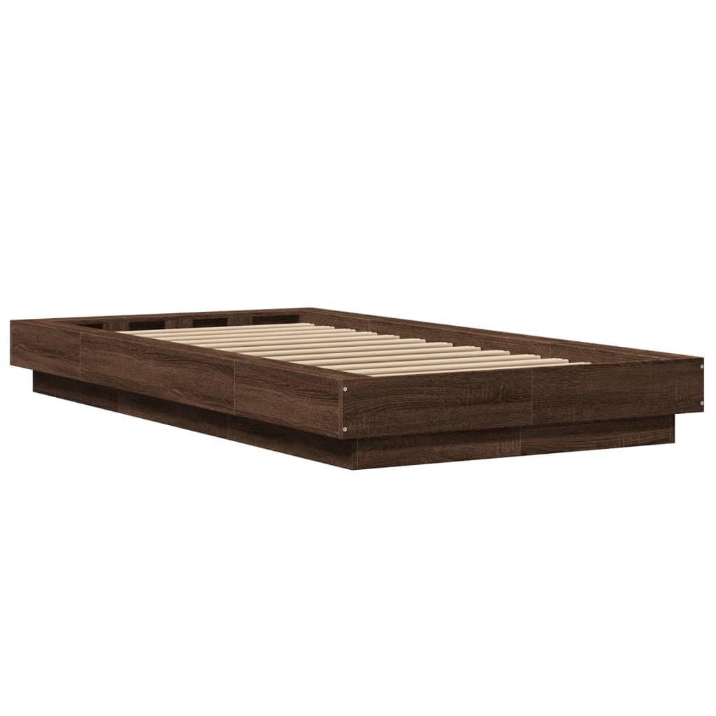 Sengeramme brun eik 100x200 cm konstruert tre