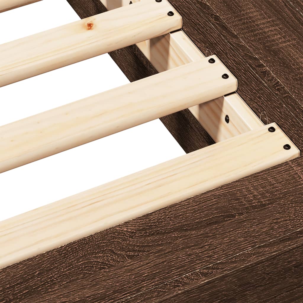 Sengeramme brun eik 75x190 cm konstruert tre