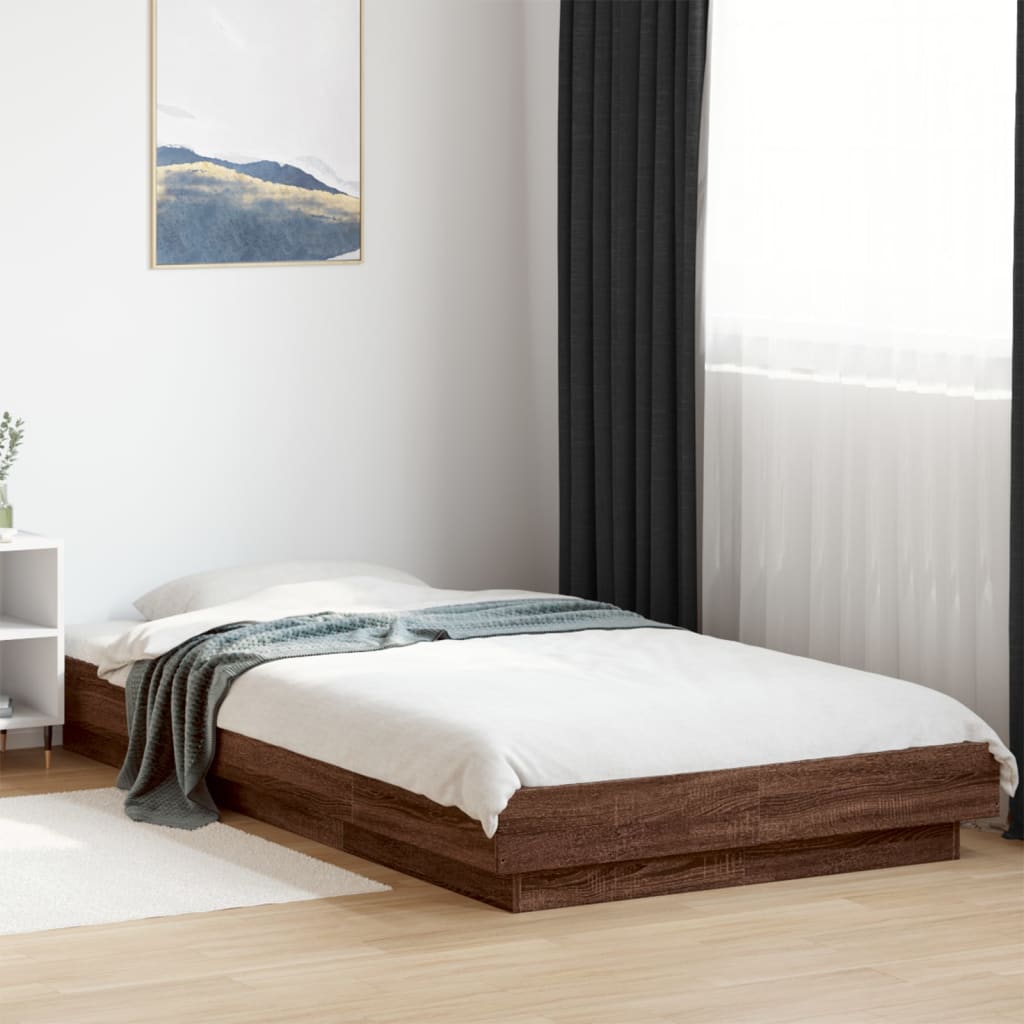 Sengeramme brun eik 75x190 cm konstruert tre