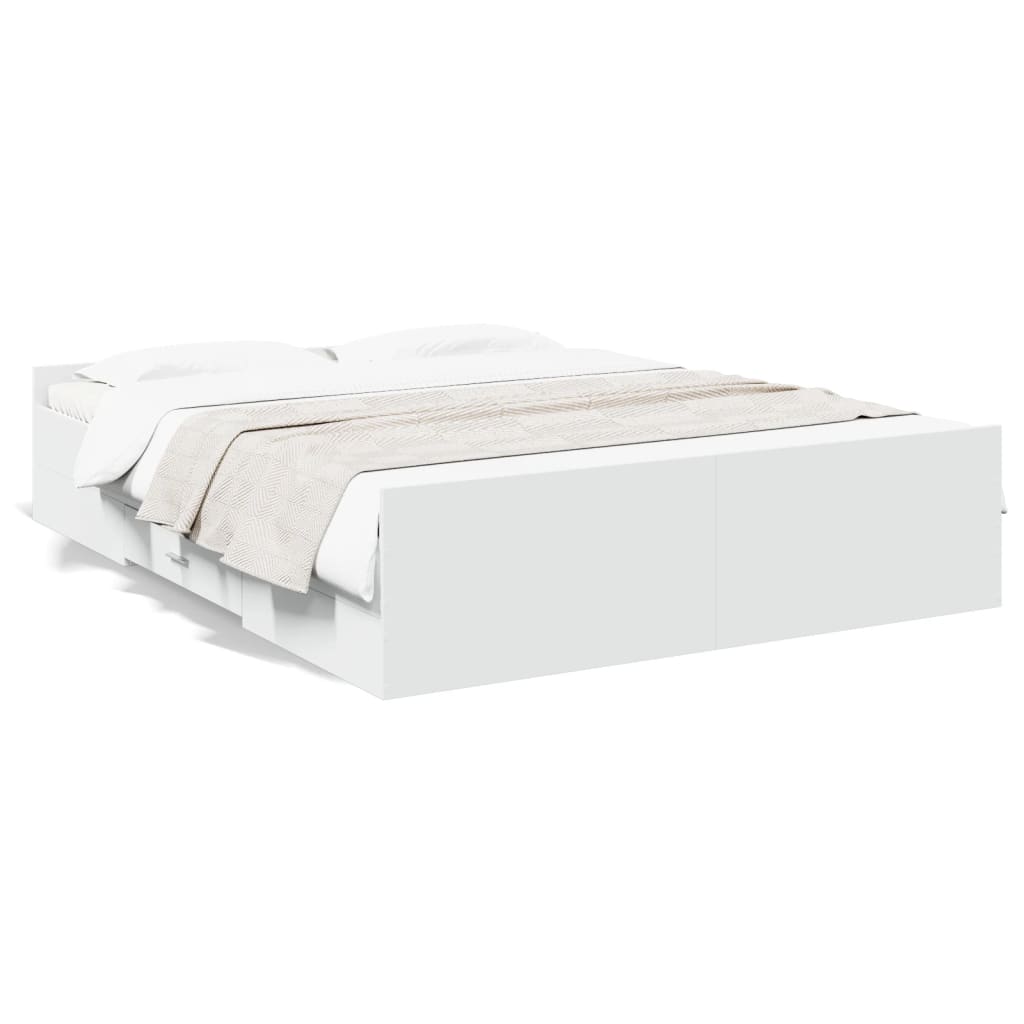Sengeramme høyglans hvit 150x200 cm konstruert tre