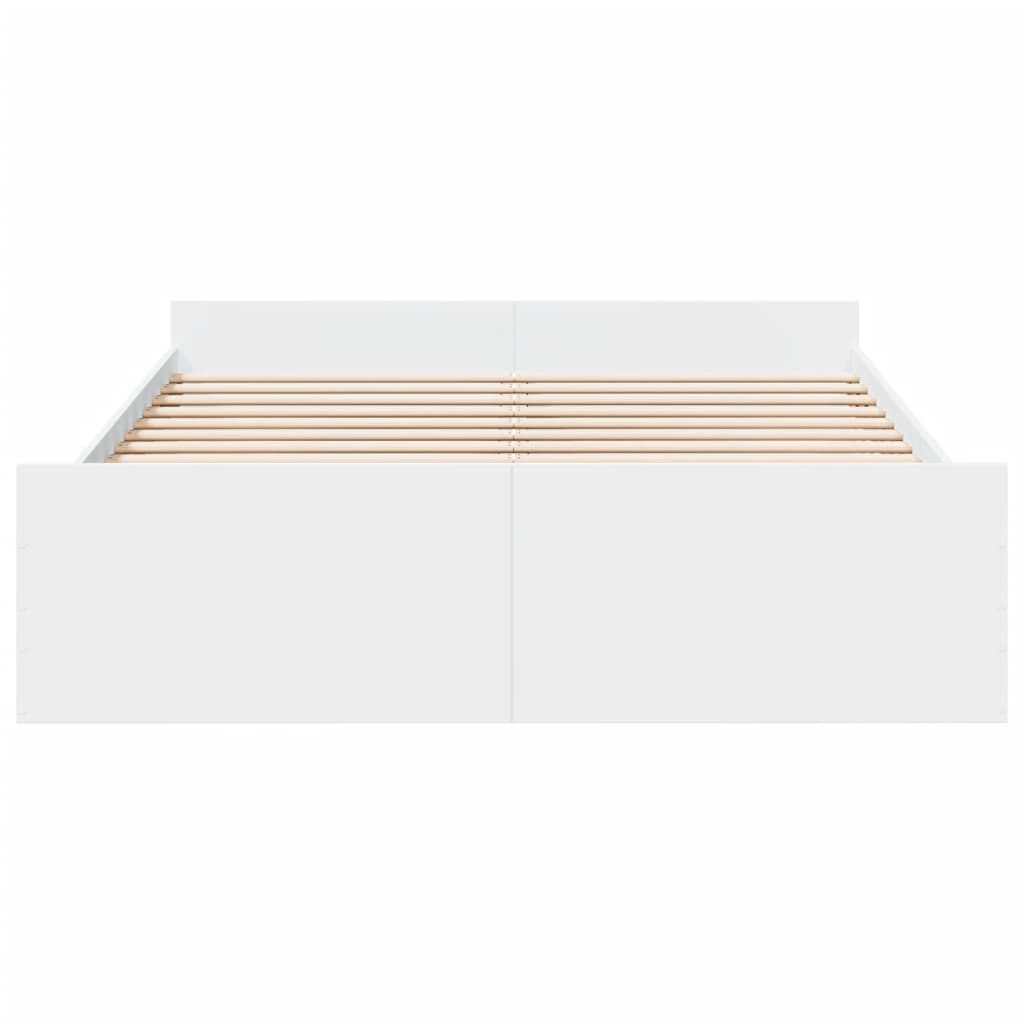 Sengeramme høyglans hvit 150x200 cm konstruert tre