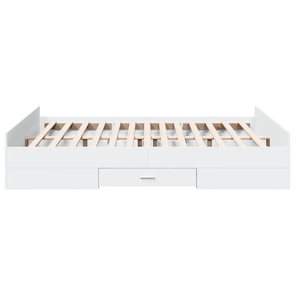 Sengeramme høyglans hvit 150x200 cm konstruert tre