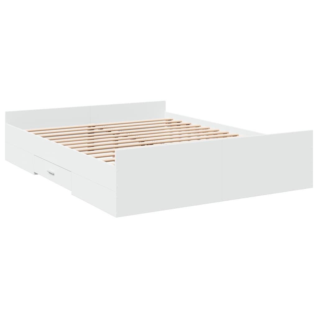 Sengeramme høyglans hvit 150x200 cm konstruert tre