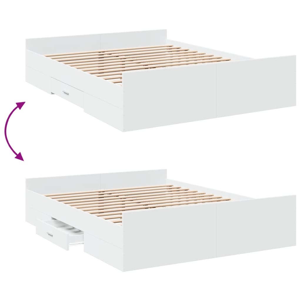 Sengeramme høyglans hvit 150x200 cm konstruert tre