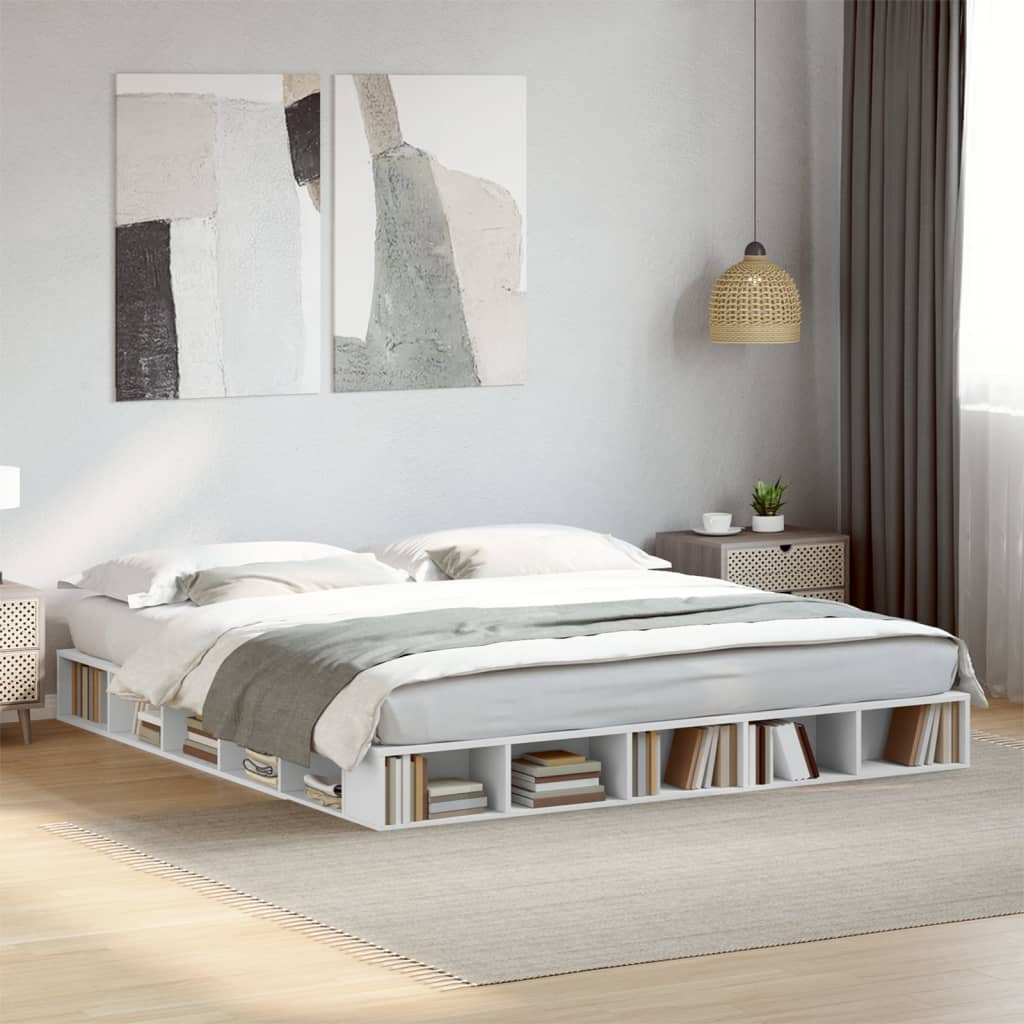 Sengeramme hvit 180x200 cm konstruert tre