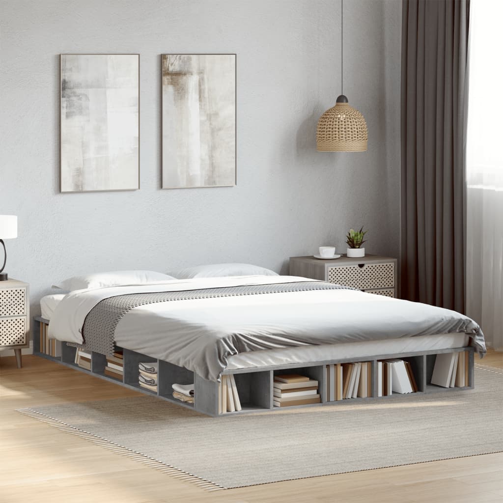 Sengeramme betonggrå 150x200 cm konstruert tre