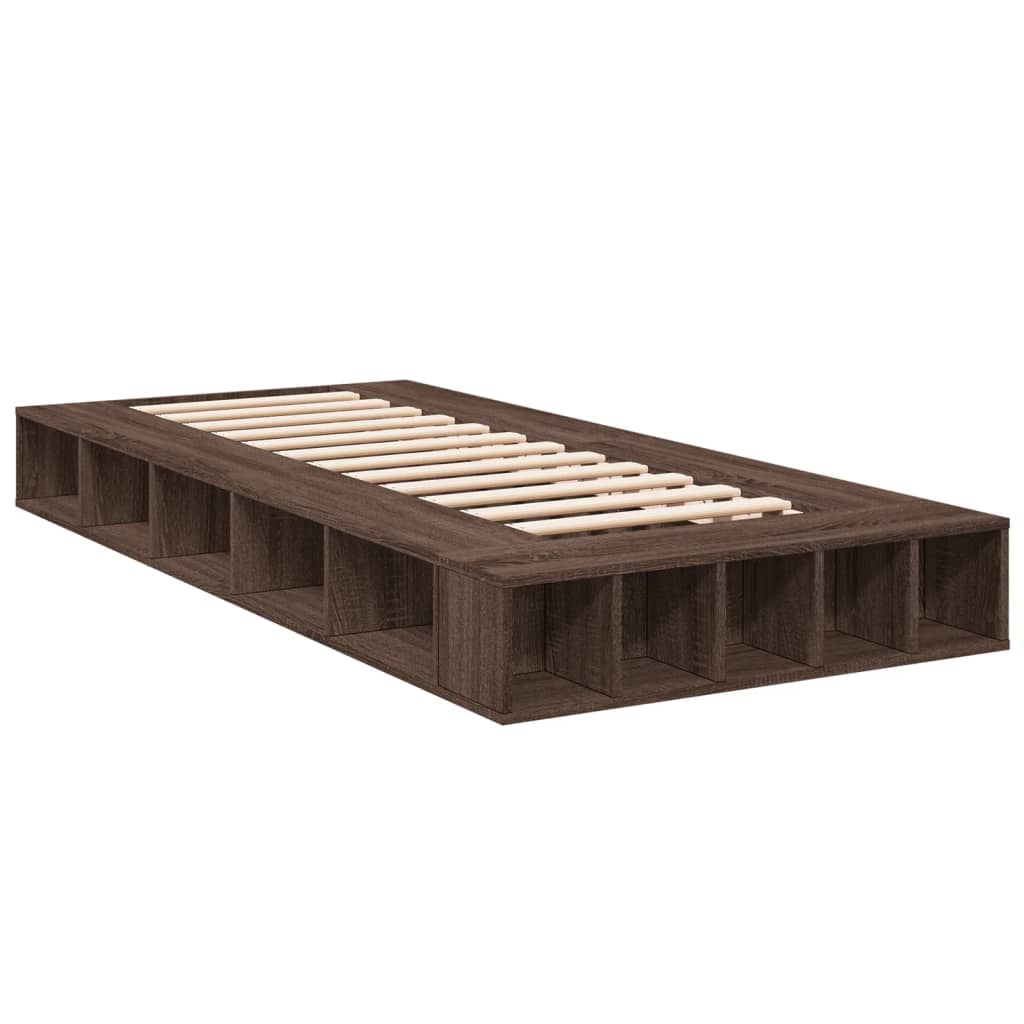 Sengeramme brun eik 100x200 cm konstruert tre