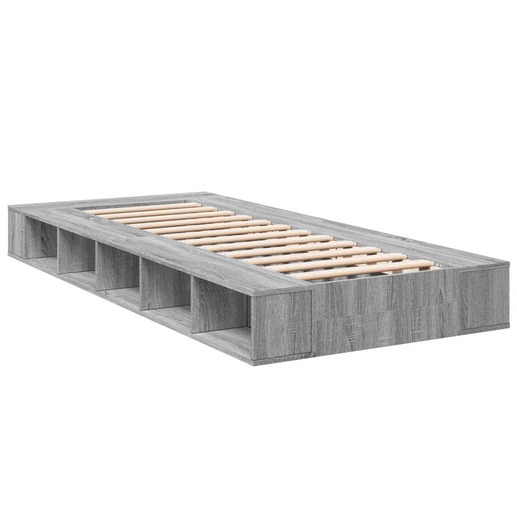 Sengeramme grå sonoma 75x190 cm konstruert tre