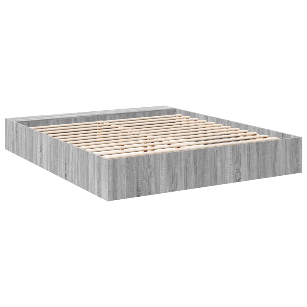 Sengeramme grå sonoma 200x200 cm konstruert tre