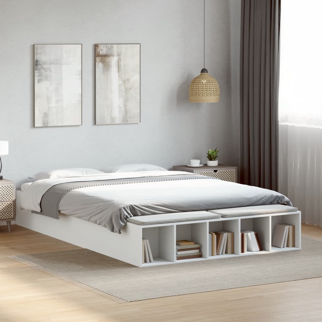 Sengeramme hvit 150x200 cm konstruert tre