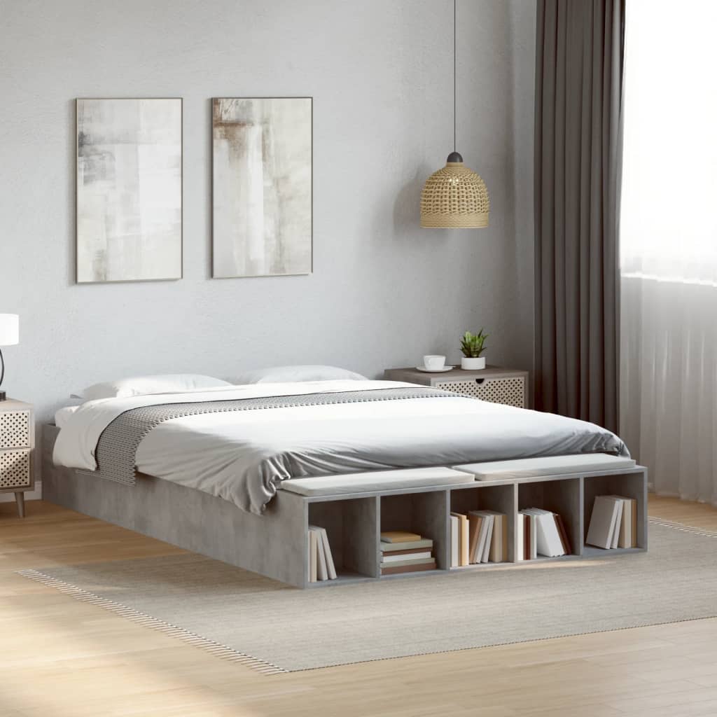 Sengeramme betonggrå 140x190 cm konstruert tre