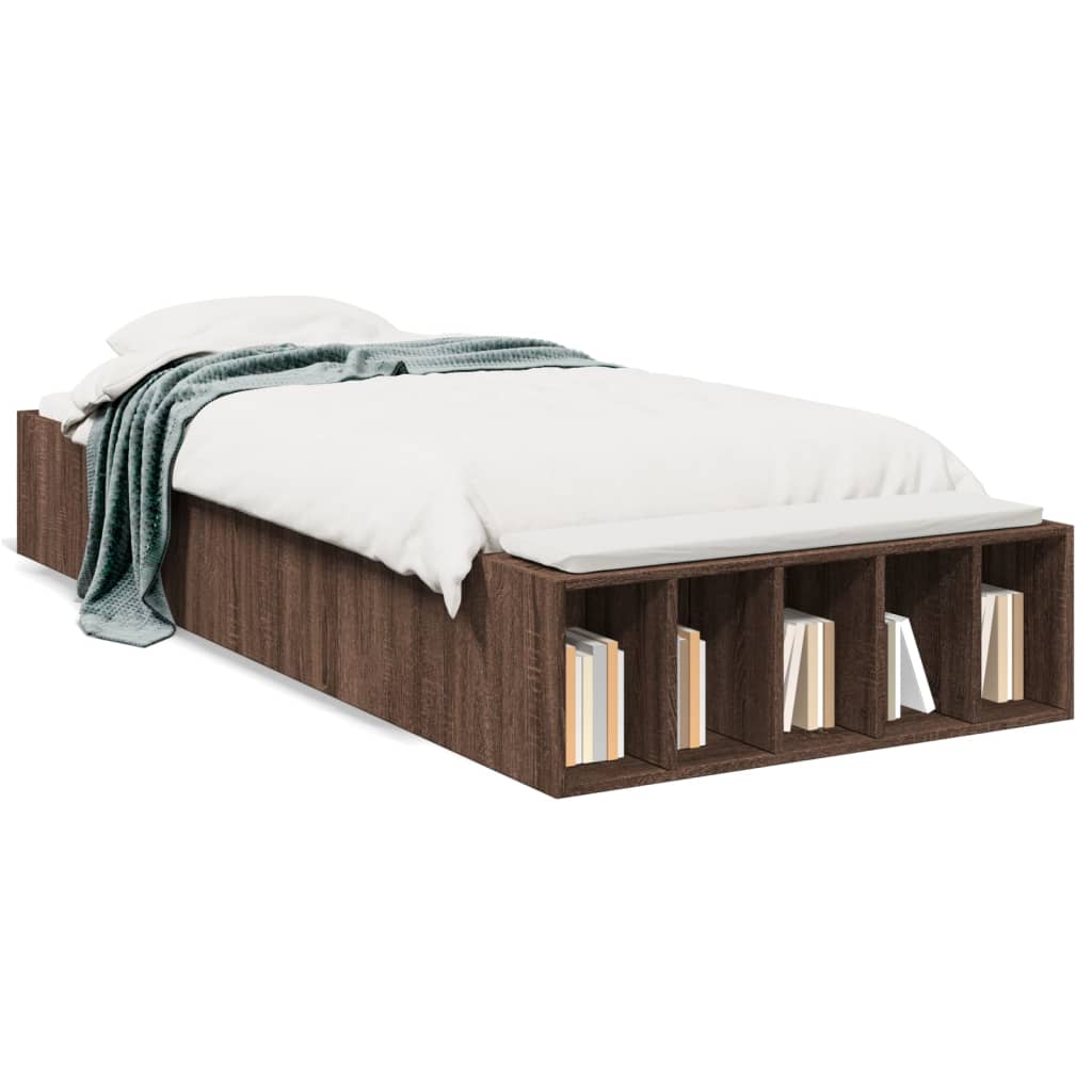 Sengeramme brun eik 100x200 cm konstruert tre