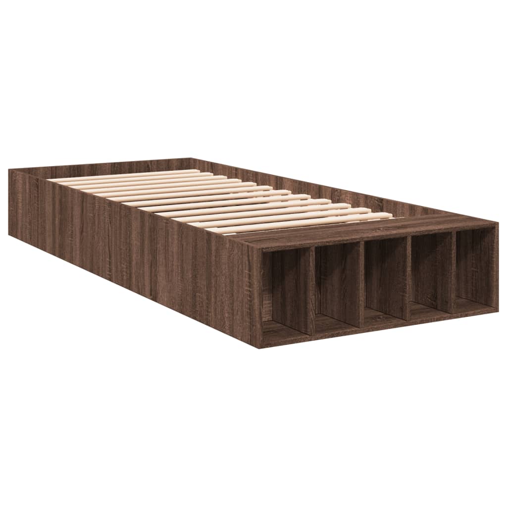 Sengeramme brun eik 100x200 cm konstruert tre