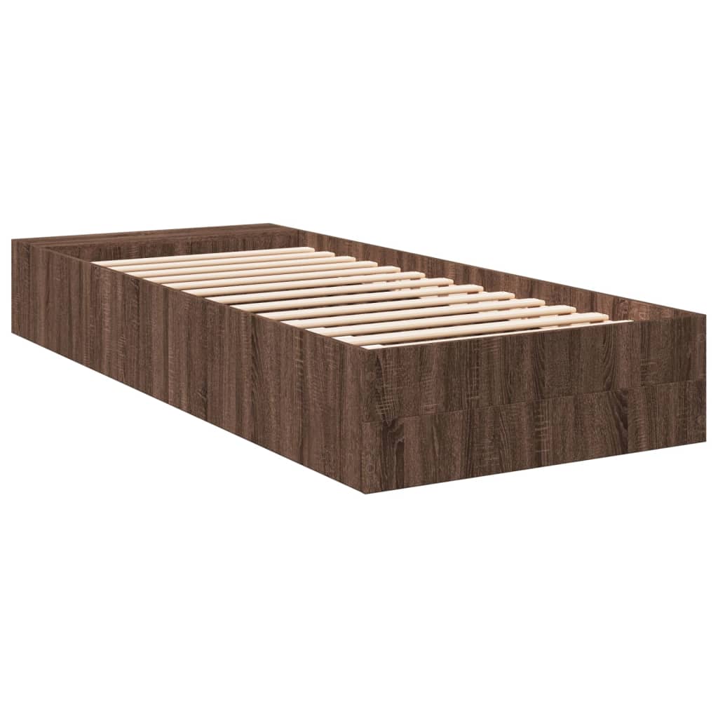 Sengeramme brun eik 100x200 cm konstruert tre