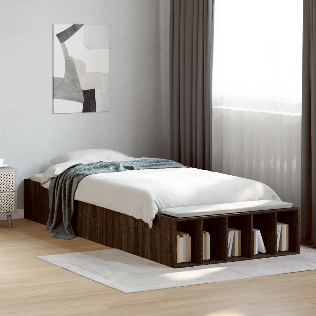 Sengeramme brun eik 100x200 cm konstruert tre